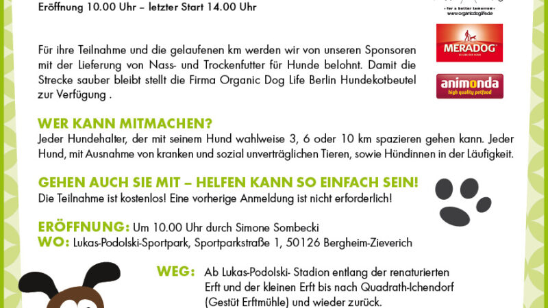 Unterstützen Sie mit uns den Dogwalk der Tiertafel Rhein-Erft e.V.
